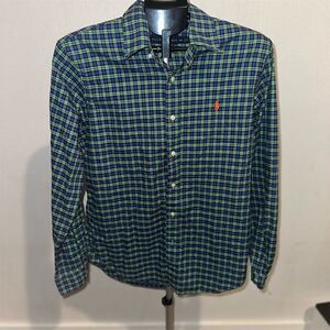 Ralph Lauren Men's M Green Plaid Long Sleeve Button-Up Shirt Casual